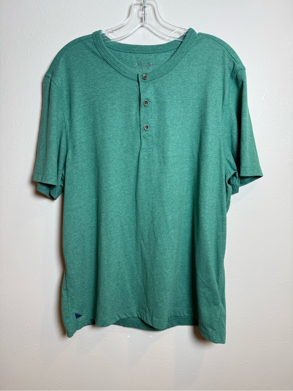 UNTUCKit Men's Green Short-Sleeve Henley Shirt Soft Cotton Blend Large